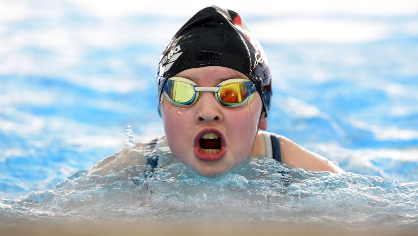 Person taking a breath during swimming